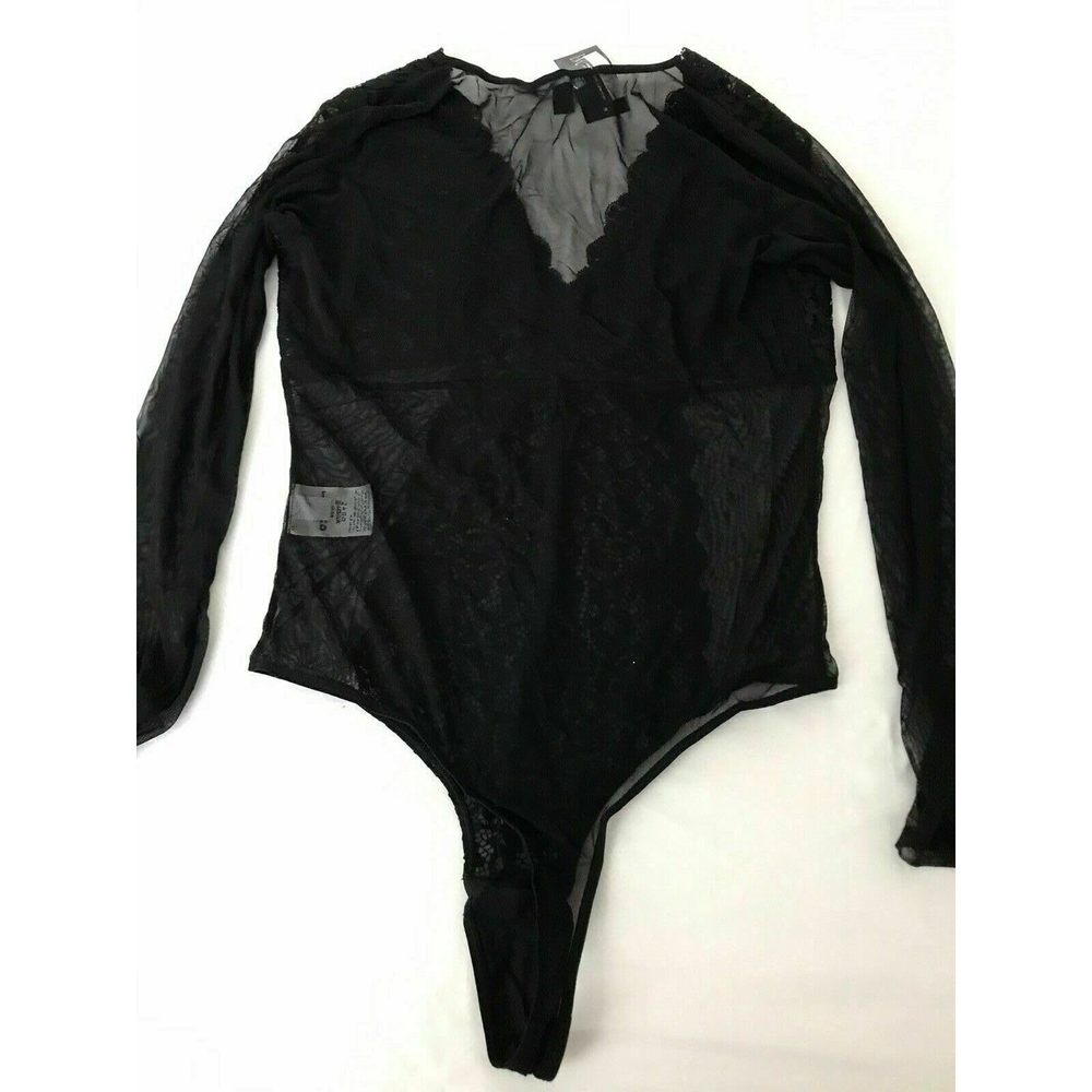 International Concepts INC Not So Basic Long Sleeve Lace Mesh Bodysuit M Medium - Picture 5 of 5